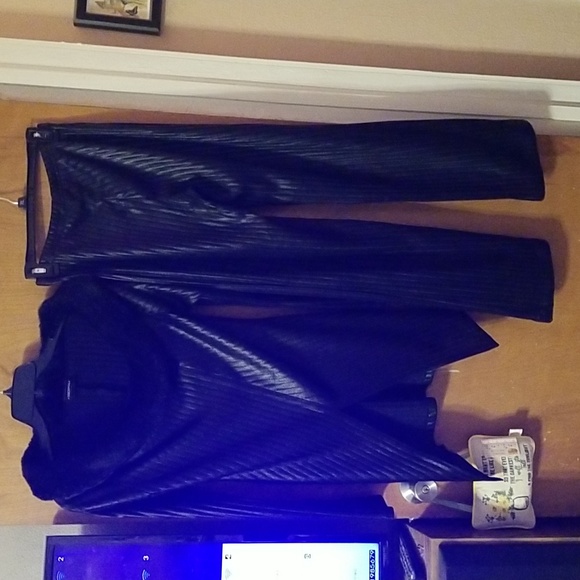 VTG Nicowa Metallic Ribbed Wide Leg Pantset Size 8: A - Picture 2 of 12